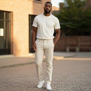 J. CREW Men's Straight-fit Flex Cream-Khaki Chino Pant H3186‎ | Size 33 X 30